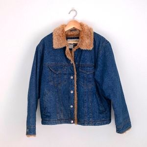 Sherpa lined trucker-style denim jacket